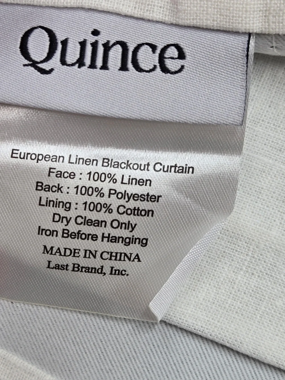NWT QUINCE Set Of 2 48x108 European Linen True Blackout Curtains White 0410
